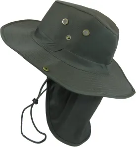 Boonie Bush Safari Outdoor Fishing Hiking Hunting Boating Snap Brim Hat Sun Cap with Neck Flap (Olive Drab, M)