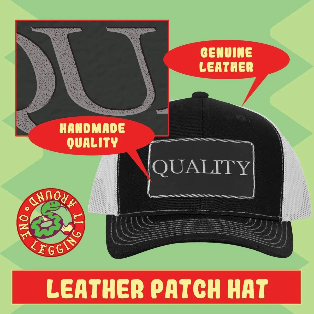 Chin-Strap Cutter AF - Leather Black Patch Engraved Trucker Hat