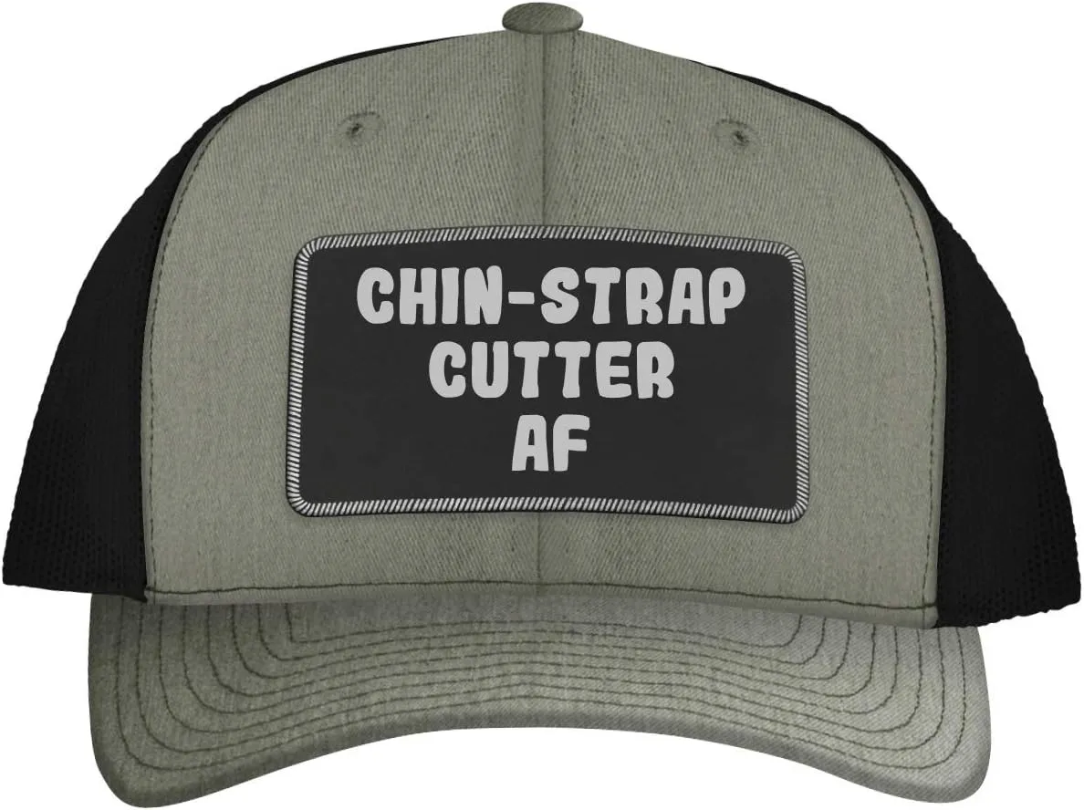 Chin-Strap Cutter AF - Leather Black Patch Engraved Trucker Hat