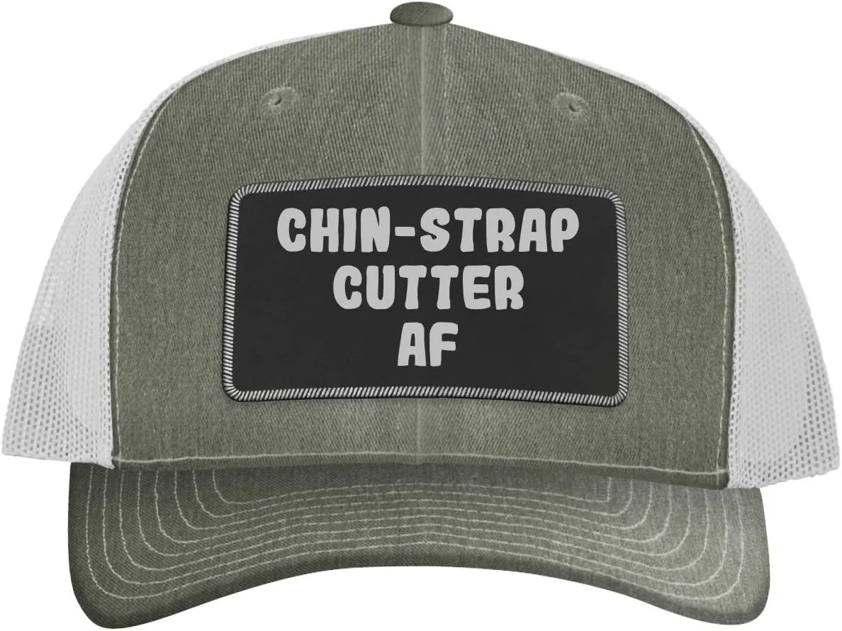 Chin-Strap Cutter AF - Leather Black Patch Engraved Trucker Hat