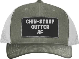 Chin-Strap Cutter AF - Leather Black Patch Engraved Trucker Hat