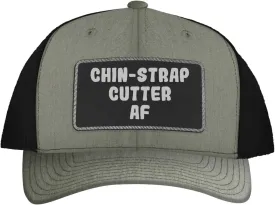 Chin-Strap Cutter AF - Leather Black Patch Engraved Trucker Hat