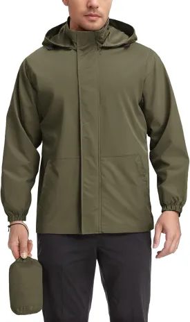 COOFANDY Rain Jacket Men Waterproof Lightweight Packable Raincoat Hooded Windbreaker For Hiking Golf Running