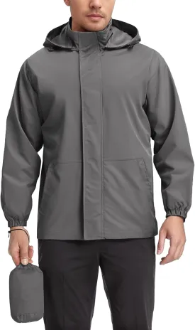 COOFANDY Rain Jacket Men Waterproof Lightweight Packable Raincoat Hooded Windbreaker For Hiking Golf Running