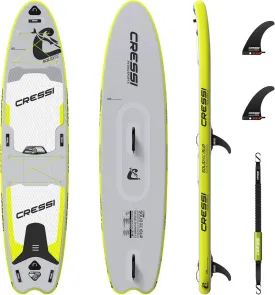 Cressi Isup Complet Set - Solid Tandem Dc Isup Set, Easy-to-inflate SUP Board Kit (Less Than 10 Minutes) Complete with All Necessary Accessories for Use and Transport, Grey/Fluo, 12'2'', Unisex Adult