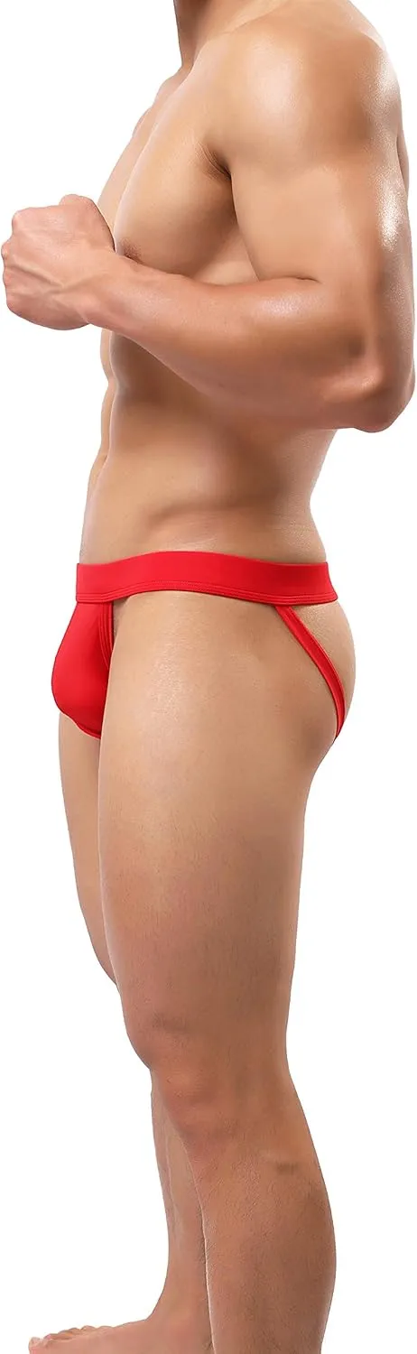 eywlwaar Men's Athletic Supporter Briefs Jockstrap Underwear Elastic Nylon Pouch Bikini Briefs