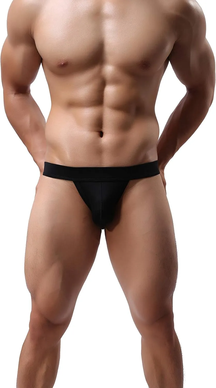eywlwaar Men's Athletic Supporter Briefs Jockstrap Underwear Elastic Nylon Pouch Bikini Briefs
