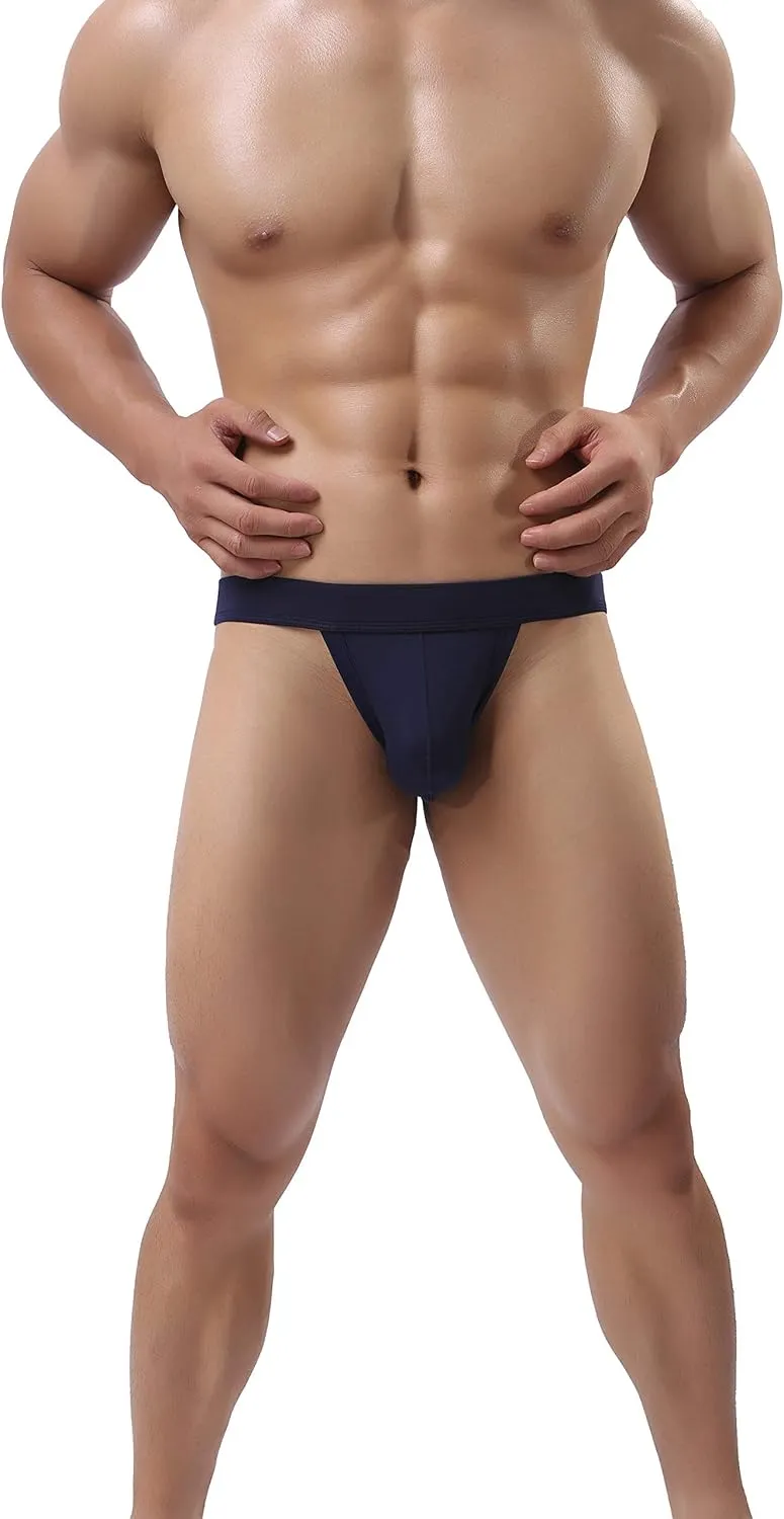 eywlwaar Men's Athletic Supporter Briefs Jockstrap Underwear Elastic Nylon Pouch Bikini Briefs