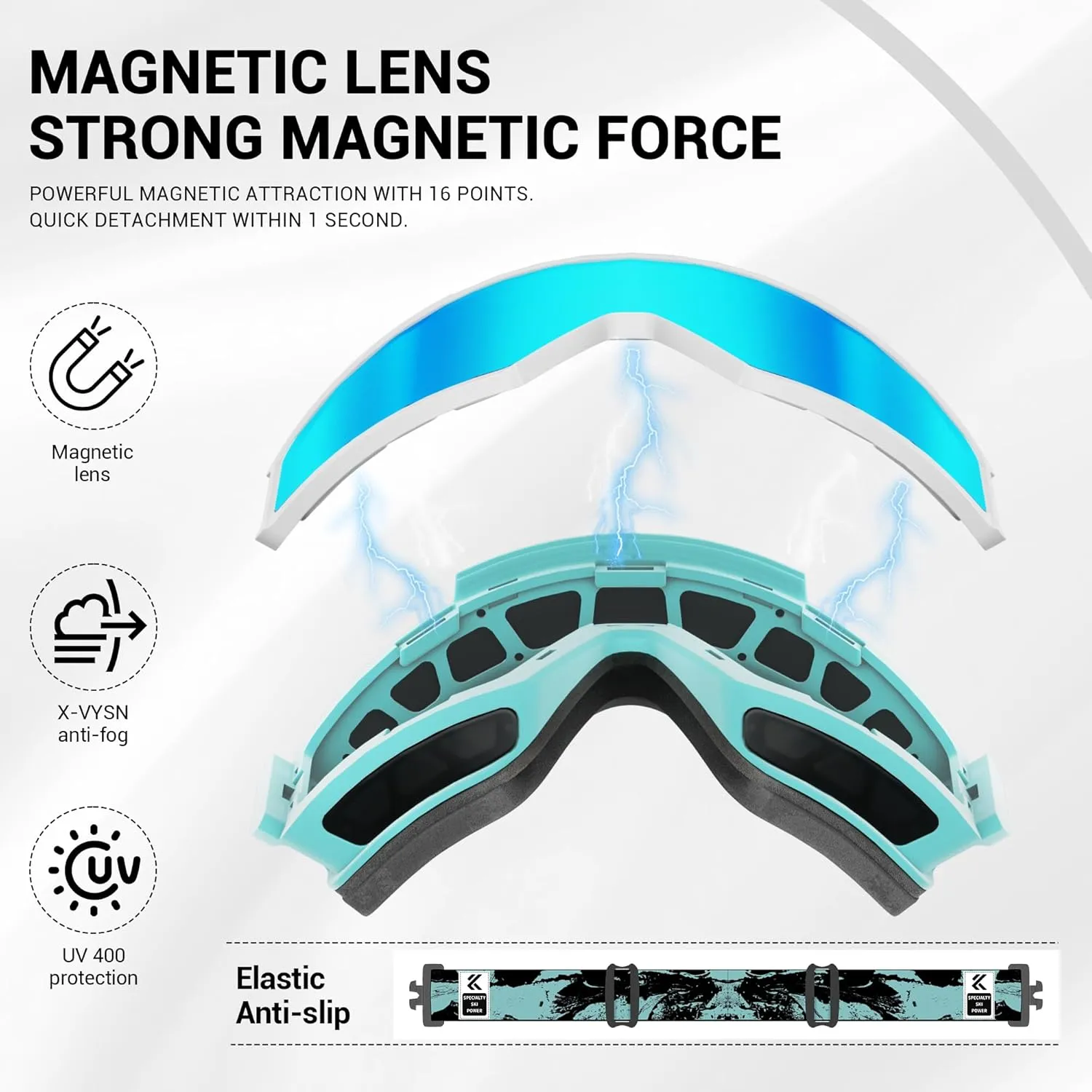 KAPVOE Ski Goggles Snowboard Goggles for Men Women Youth OTG Snow Goggles Anti Fog 1OO% UV Protection Over Glasses