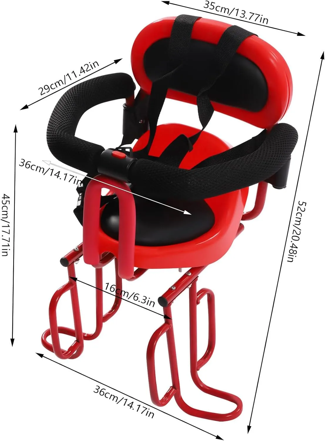 Kids Bike Seat Rear Mount Baby Bicycle Seat Cushion with Safety Belt & Footrest Brackets & U-shaped Guardrails,Toddler Child Saddle Seat Rear Safety Carrier Seat for Folding Bike,Mountain Bike