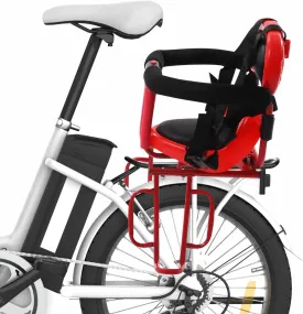 Kids Bike Seat Rear Mount Baby Bicycle Seat Cushion with Safety Belt & Footrest Brackets & U-shaped Guardrails,Toddler Child Saddle Seat Rear Safety Carrier Seat for Folding Bike,Mountain Bike