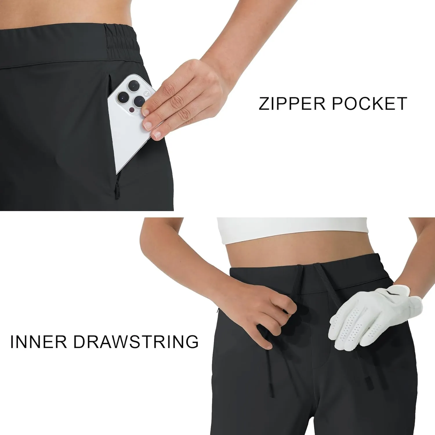M MAELREG Women's Golf Pants with Zip Pockets 7/8 Ankle Stretch Lightweight Sweatpants for Athletic Hiking Travel Work Lounge