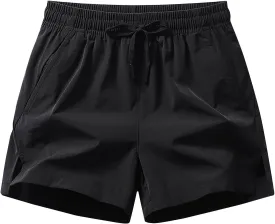 Mens Shorts 5 Inch Lightweight Drawstring Waist Athletic Short Summer Quick Dry Beach Gym Workout Casual Pants