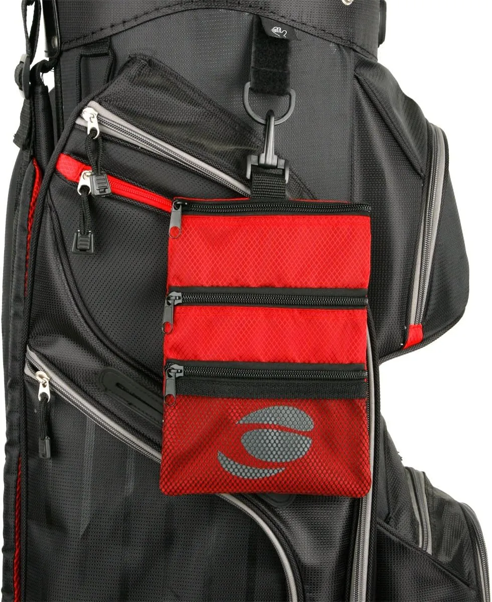 Orlimar Detachable Golf Accessory Pouch, 3 Zippered Pockets for Valuables and Golf Accessories, Clips to Your Golf Bag for Extra Storage and Easy Access.