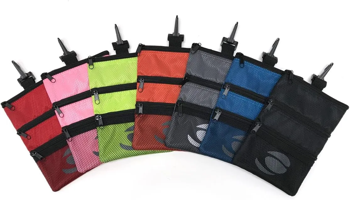 Orlimar Detachable Golf Accessory Pouch, 3 Zippered Pockets for Valuables and Golf Accessories, Clips to Your Golf Bag for Extra Storage and Easy Access.