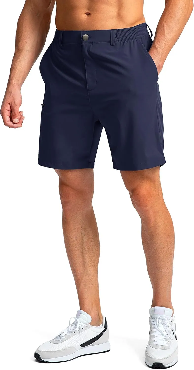 Pinkbomb Men's Golf Shorts with 6 Pockets Stretch Quick Dry Hiking Work Dress Shorts for Men