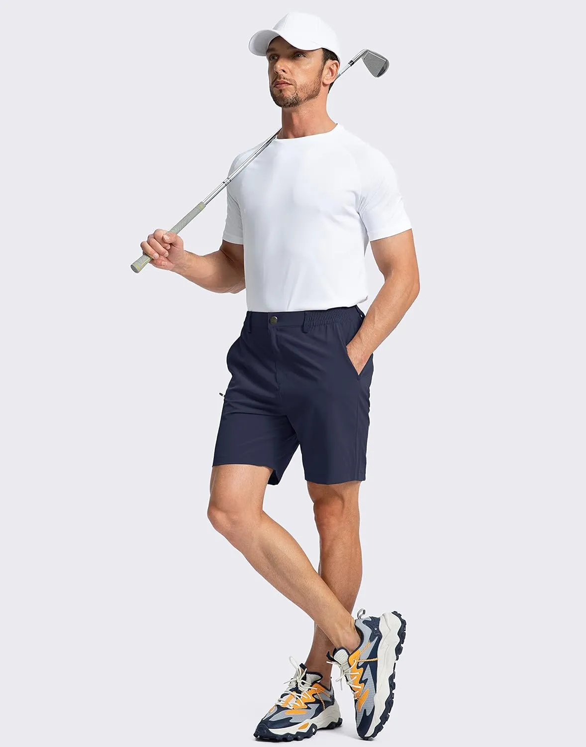 Pinkbomb Men's Golf Shorts with 6 Pockets Stretch Quick Dry Hiking Work Dress Shorts for Men