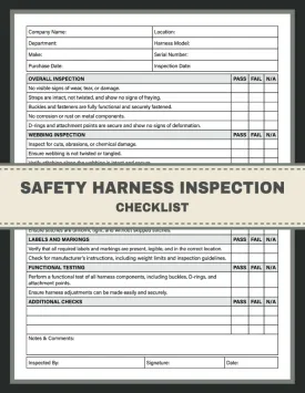 Safety Harness Inspection Checklist: Fall Protection Full Body Harness Pre-use Inspection Report Book. Ensuring Safety and Compliance Paperback  March 18, 2024