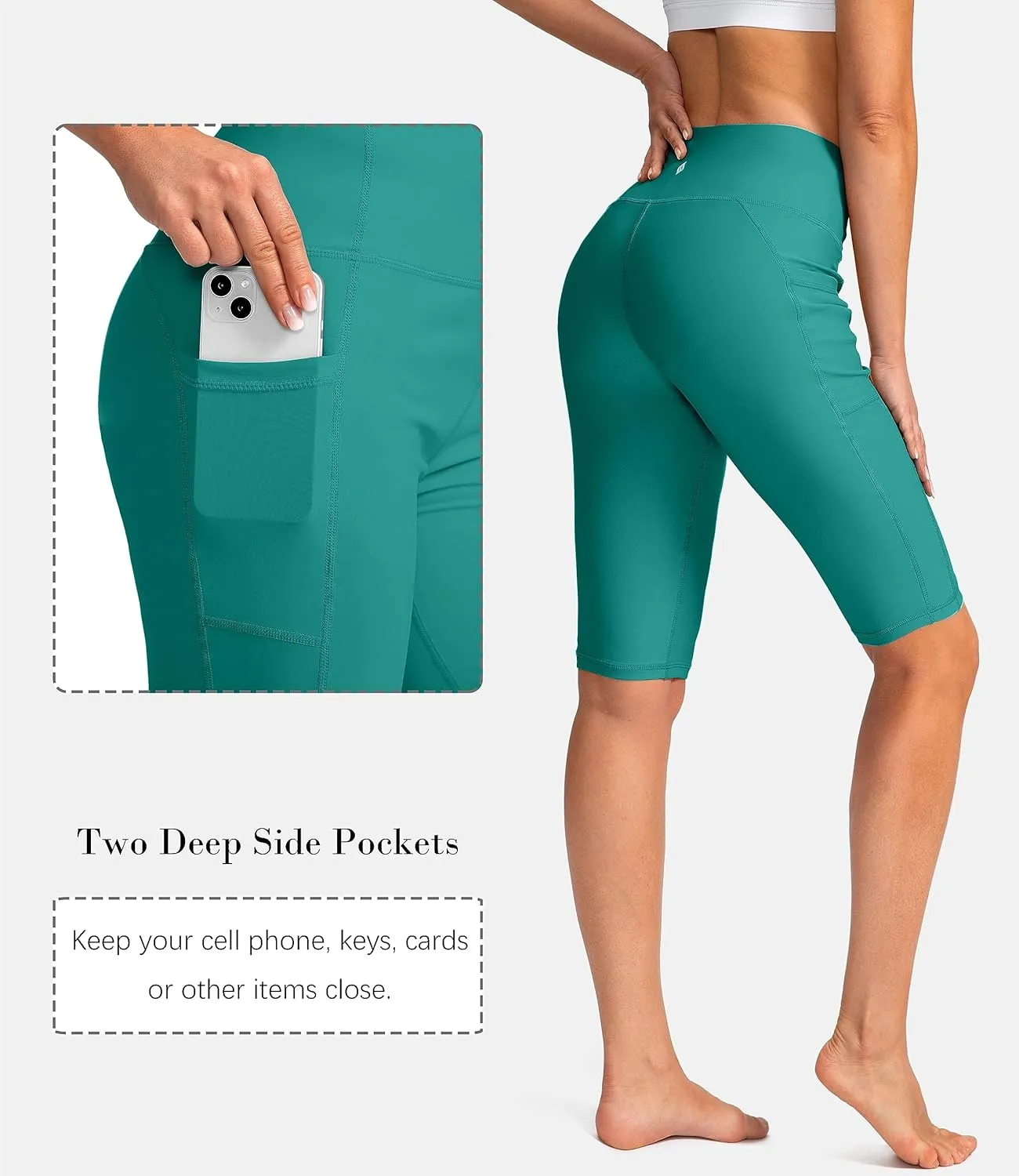 SANTINY Women's 8''/12'' High Waisted Swim Shorts with Pockets UPF50  Long Board Swimming Shorts for Women with Liner