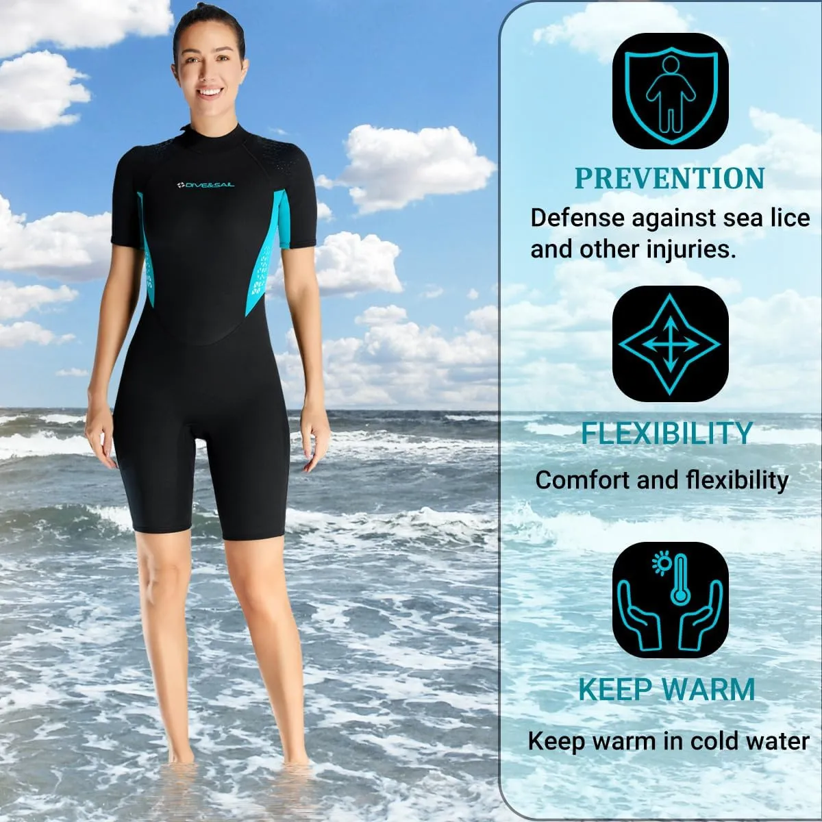 Shorty Wetsuit Men Women 1.5mm / 2mm Neoprene Back Zip Wetsuit Spring Suit for Snorkeling Surfing Kayaking Scuba Short Sleeve Wet Suit