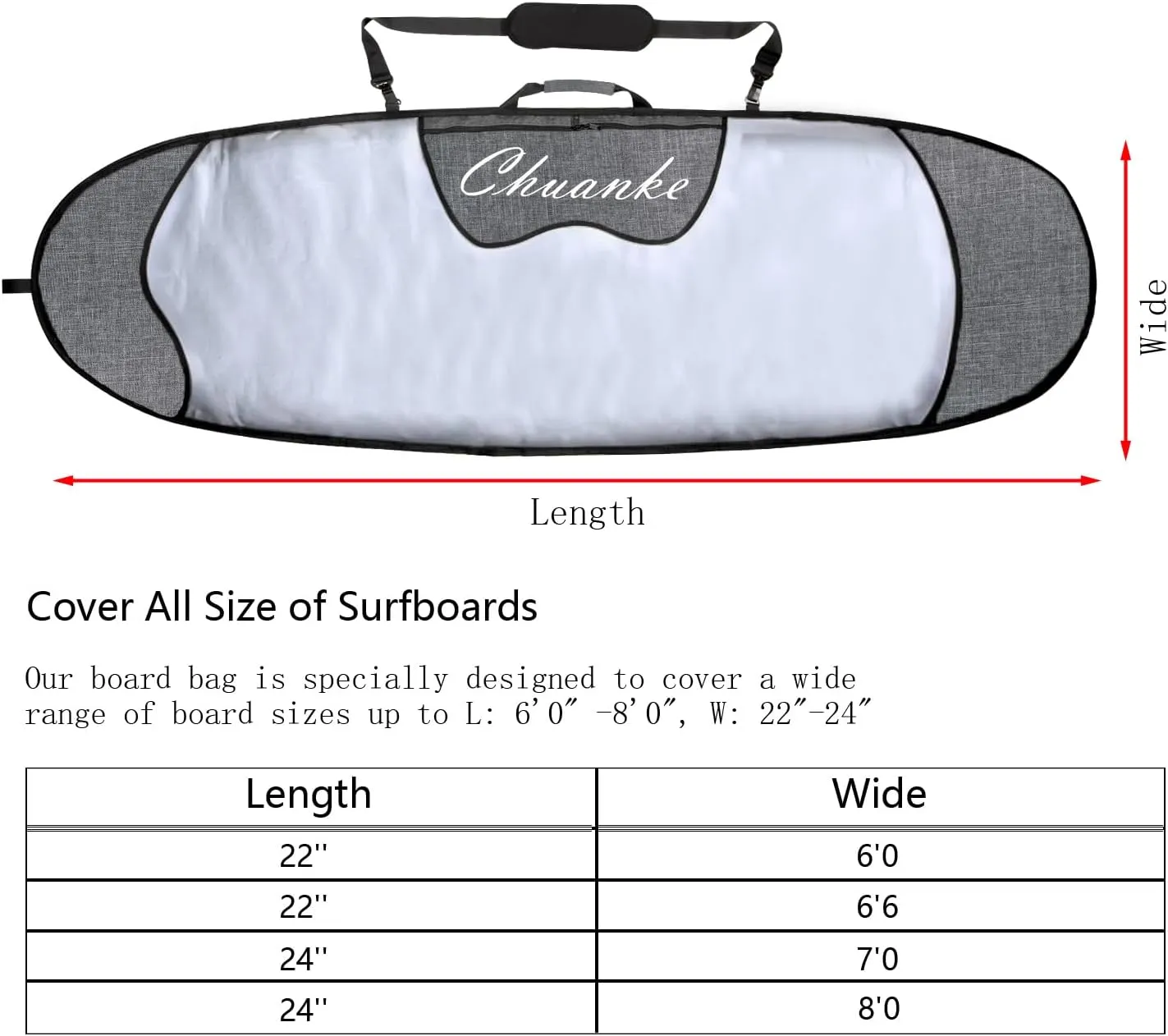 Surfboard Carrying Bags for Outdoor surfboard storage bag longboard bag,6'0, 6'6, 7'0, 8'0,