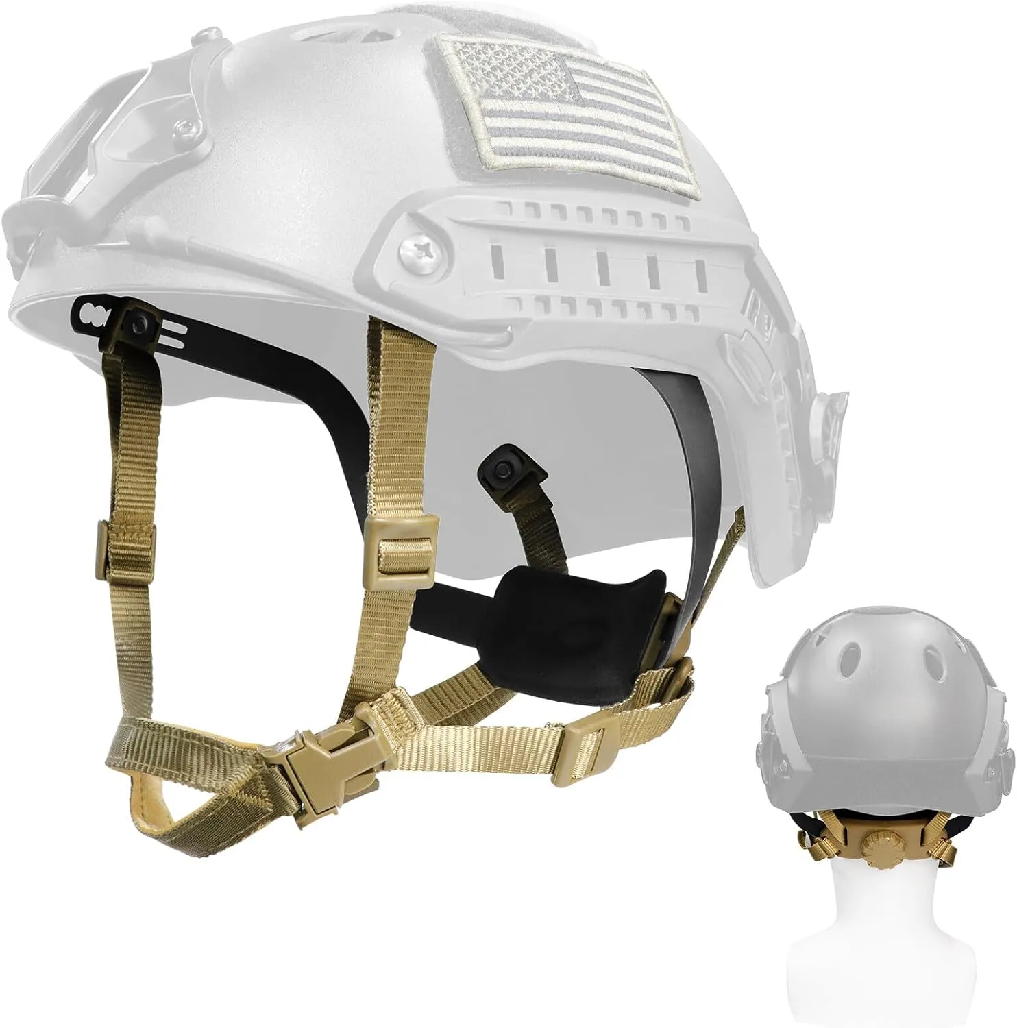 Tactical Helmet Chin Strap Adjustable Dial 4 Points Suspension System with Bolts and Screws for Tactical Fast MICH Bump Helmet Accessory