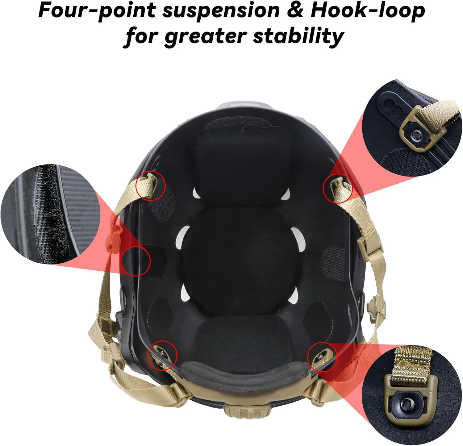 Tactical Helmet Chin Strap Adjustable Dial 4 Points Suspension System with Bolts and Screws for Tactical Fast MICH Bump Helmet Accessory