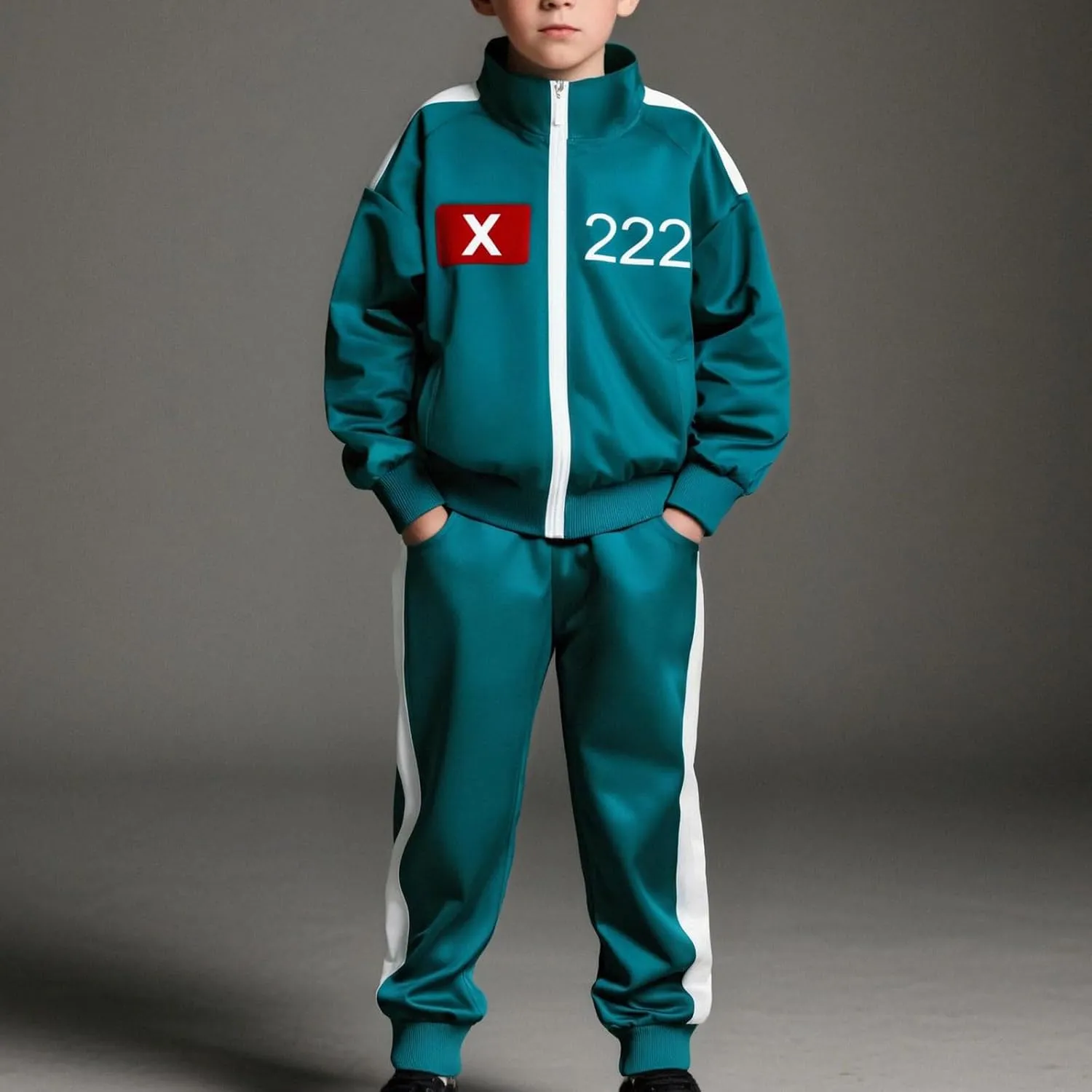 Tracksuit Costume Cosplay 2 Piece Unisex Korean Track Suit Set with Jacket & Joggers