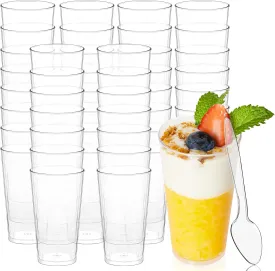 Zezzxu 100 Pack Mini Dessert Cups with Spoons, 3 oz Shooter Cups for Desserts, Small Plastic Shot Glasses for Serving Appetizers Cheesecake Puddings Mousse